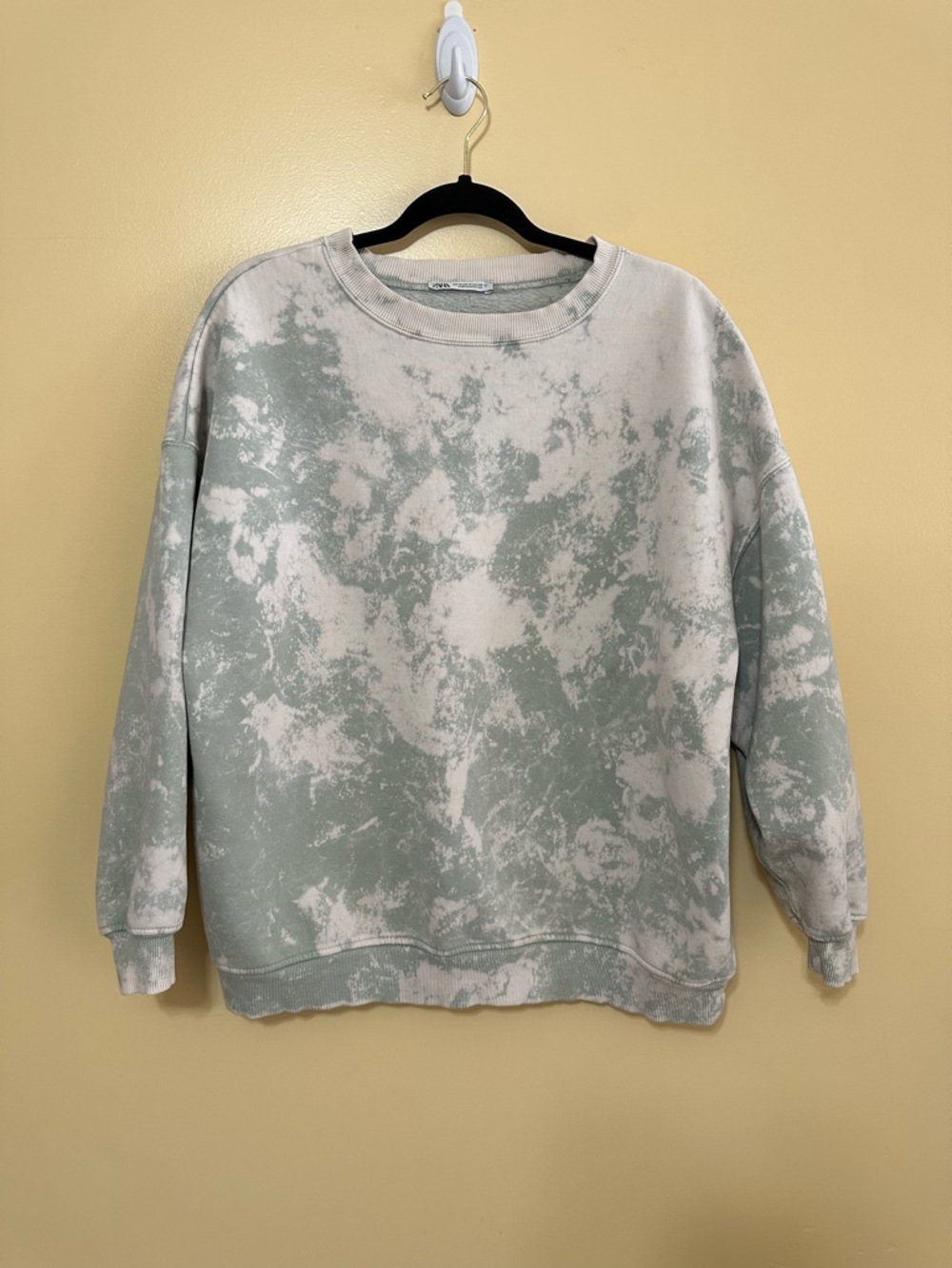 Zara Tie Dye Washed Oversized Crewneck Sweatshirt Women M Green